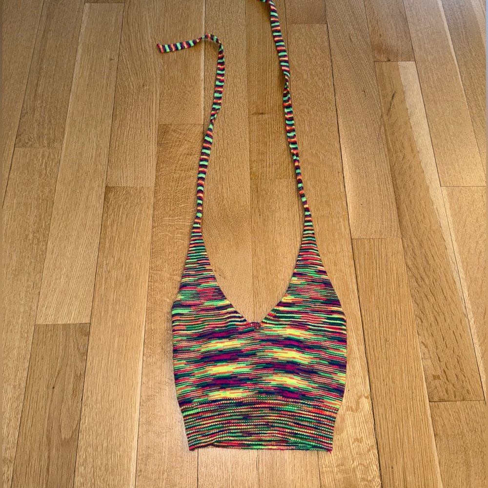 SHEIN Colorful Striped Knit Crop Top